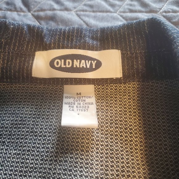 Vintage Y2K Sz S/M Old Navy Denim Jean Blazer Long Sleeve 1 button Pinstripe - Picture 8 of 12